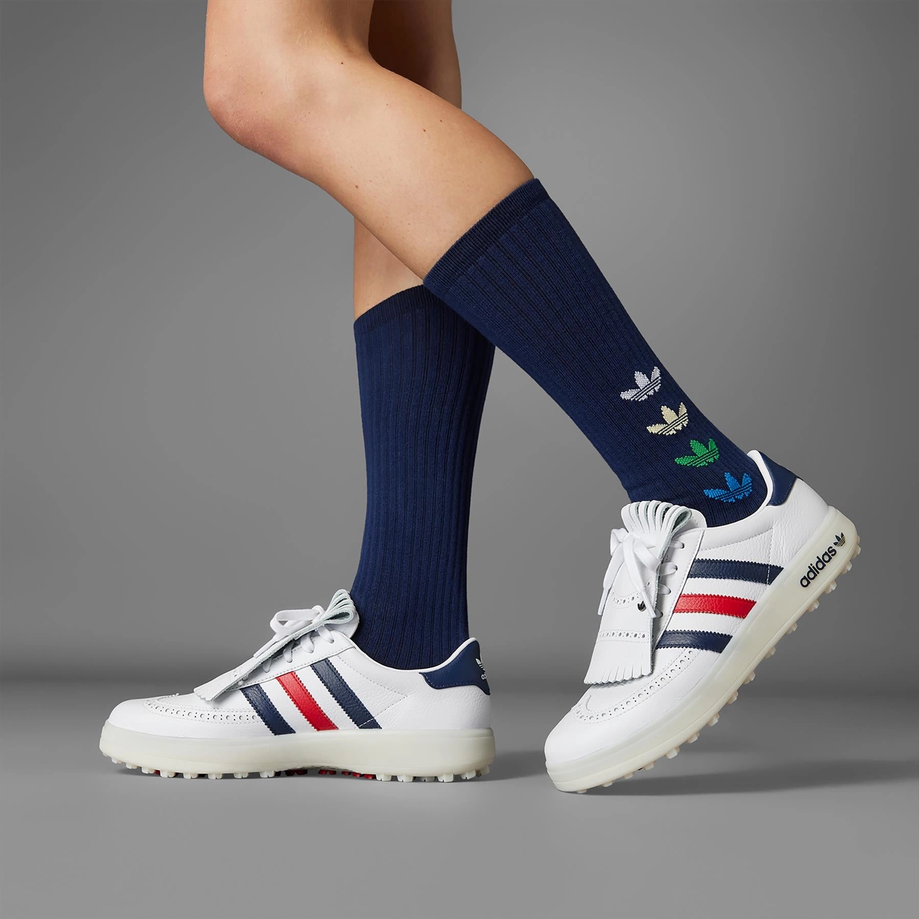 Coursecup Spikeless Golf Shoes White/Indigo/Scarlet Adidas Men's Apparel