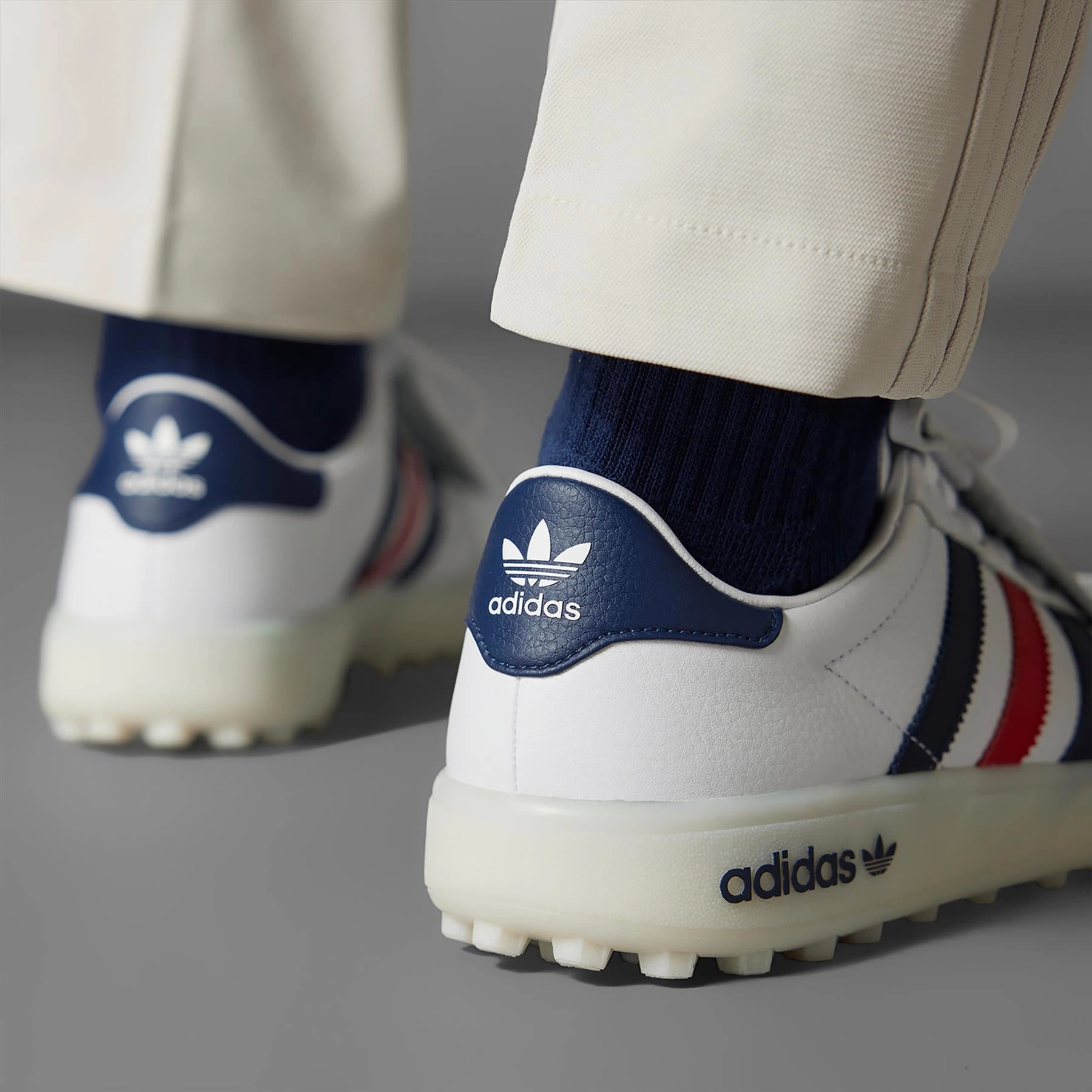 Coursecup Spikeless Golf Shoes White/Indigo/Scarlet Adidas Men's Apparel