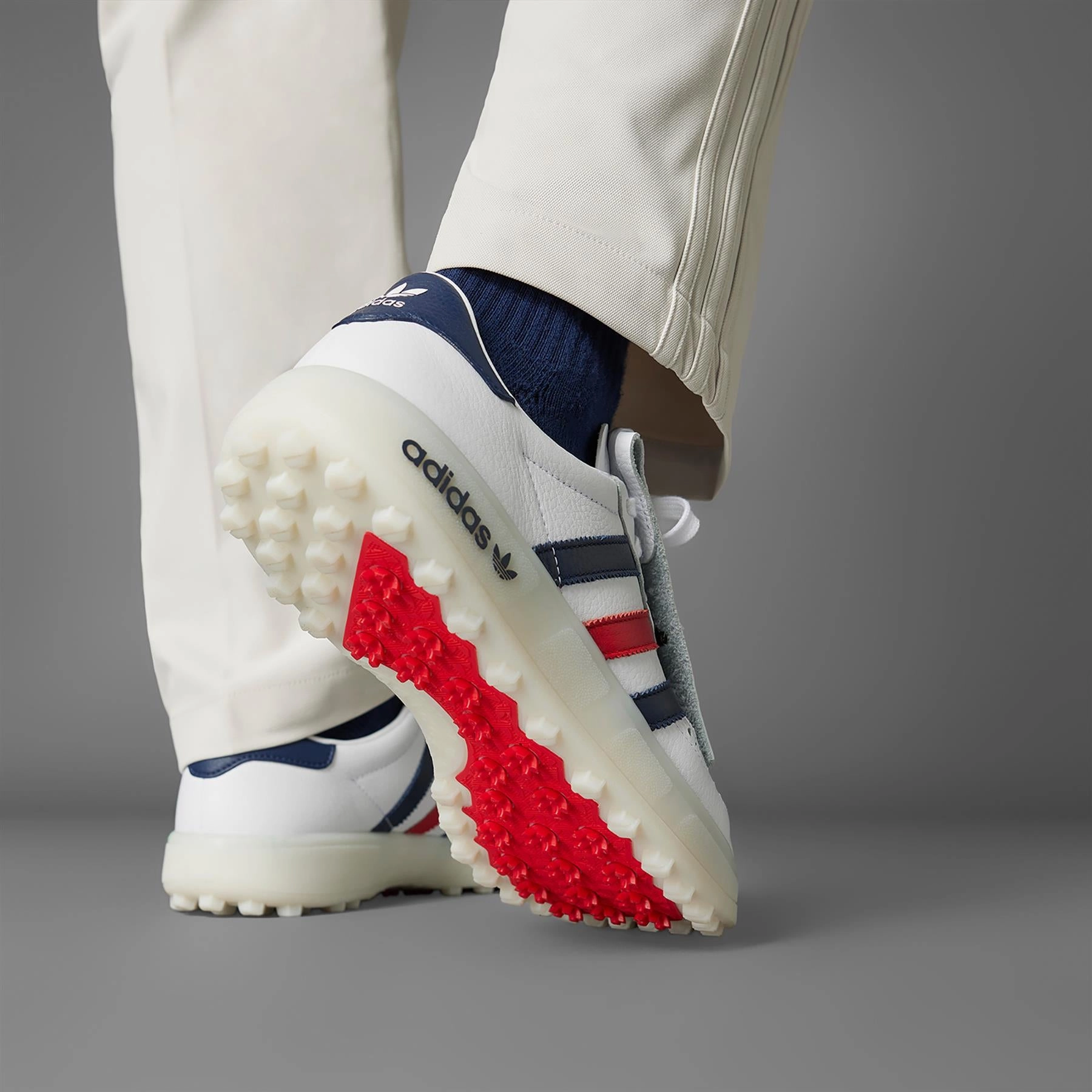 Coursecup Spikeless Golf Shoes White/Indigo/Scarlet Adidas Men's Apparel