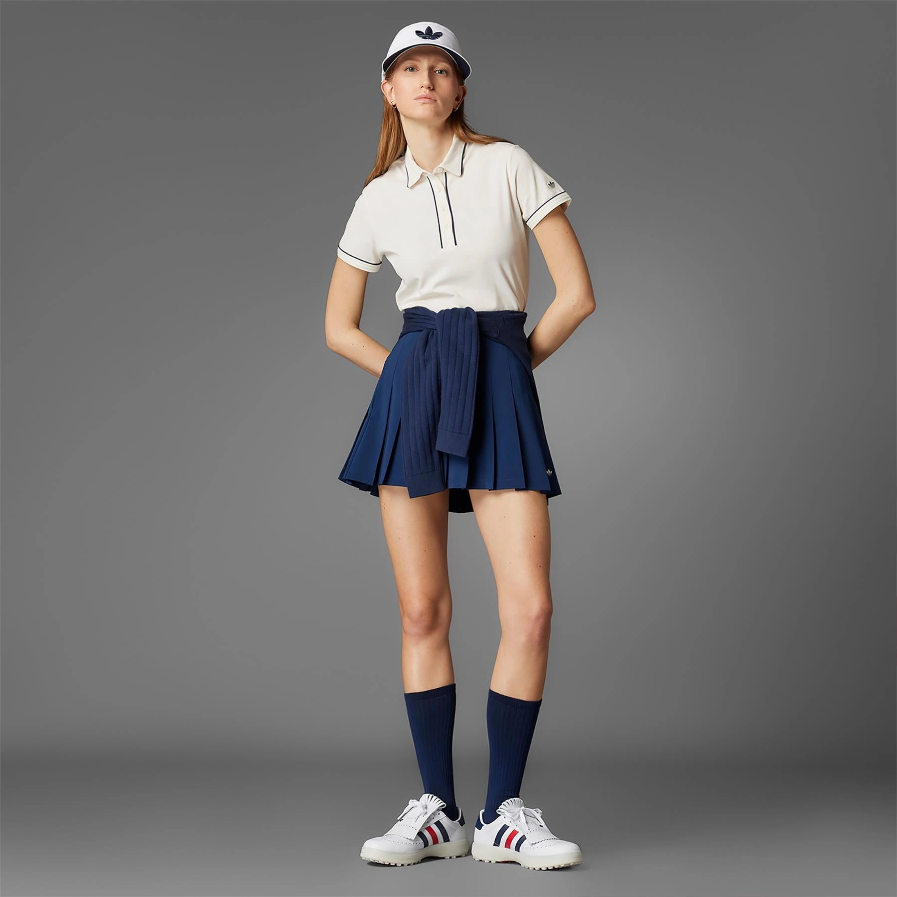 Coursecup Spikeless Golf Shoes White/Indigo/Scarlet Adidas Men's Apparel