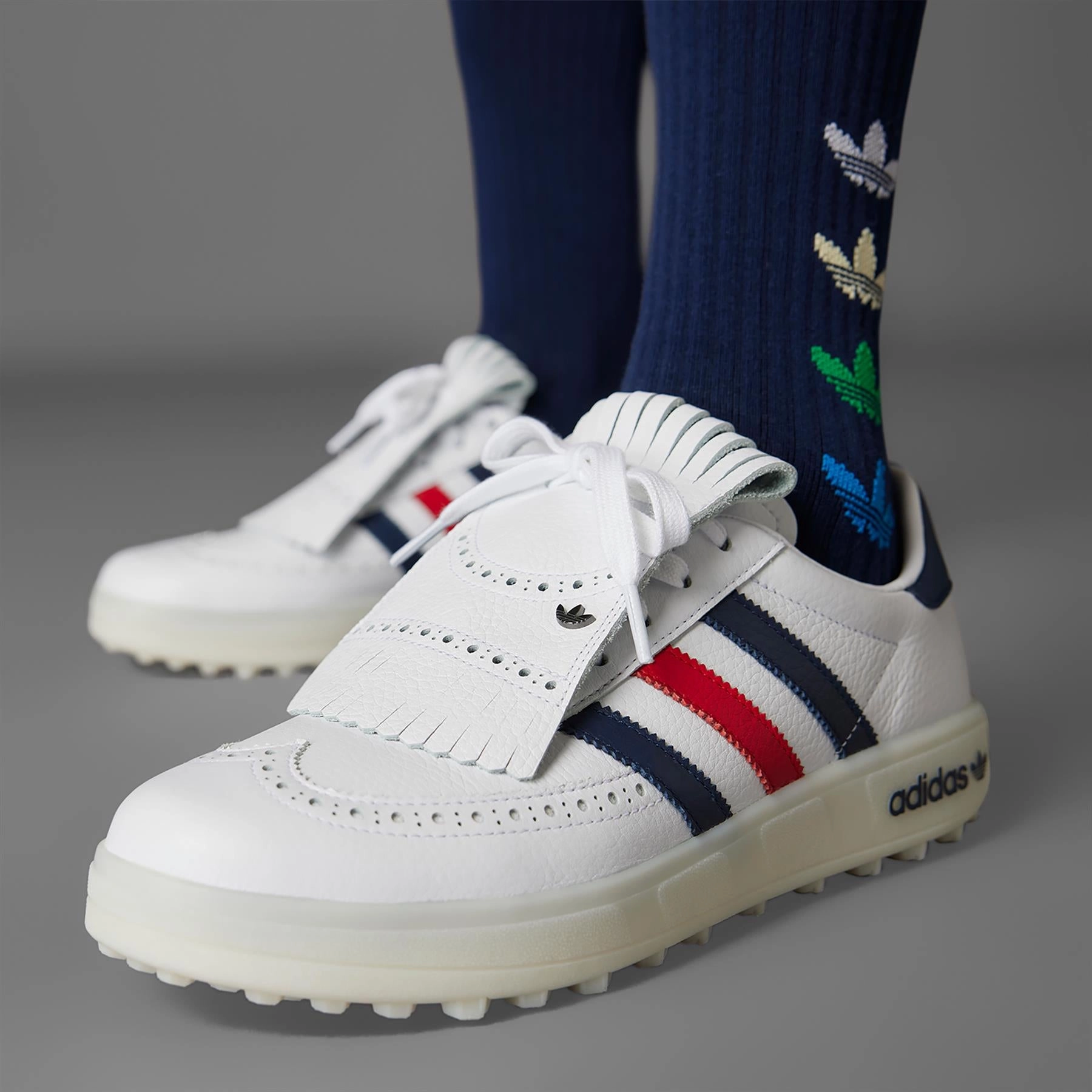 Coursecup Spikeless Golf Shoes White/Indigo/Scarlet Adidas Men's Apparel