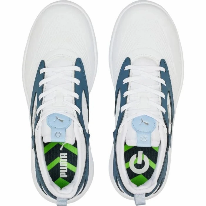Ankle Support Sneakers New Women's Puma Ignite Malibu Spikeless Golf Shoes White/Blue MSP$110 Soft Sole Sneakers