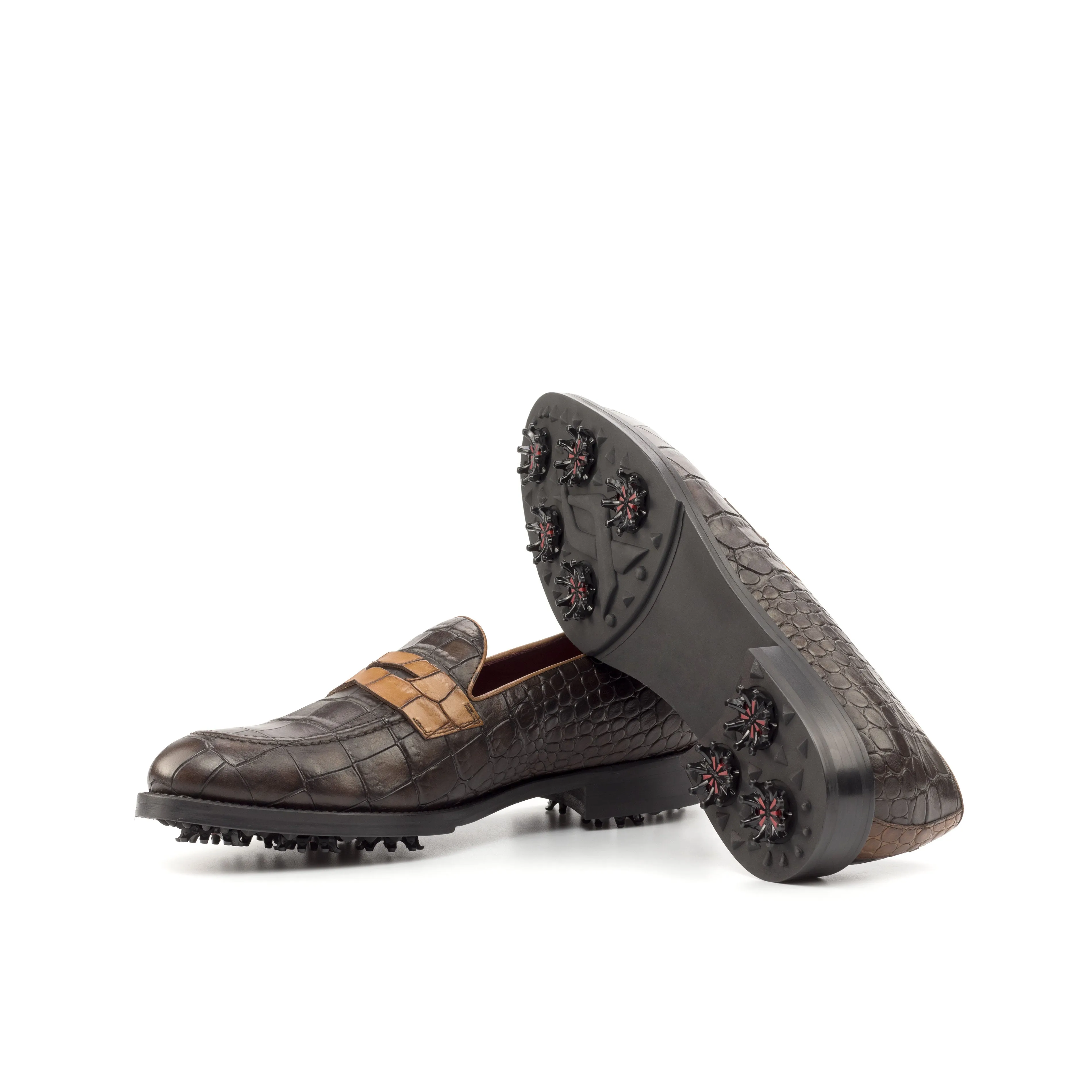 Dapperfam Shoes DapperFam Luciano Golf in Dark Brown / Med Brown Men's Italian Leather Loafer