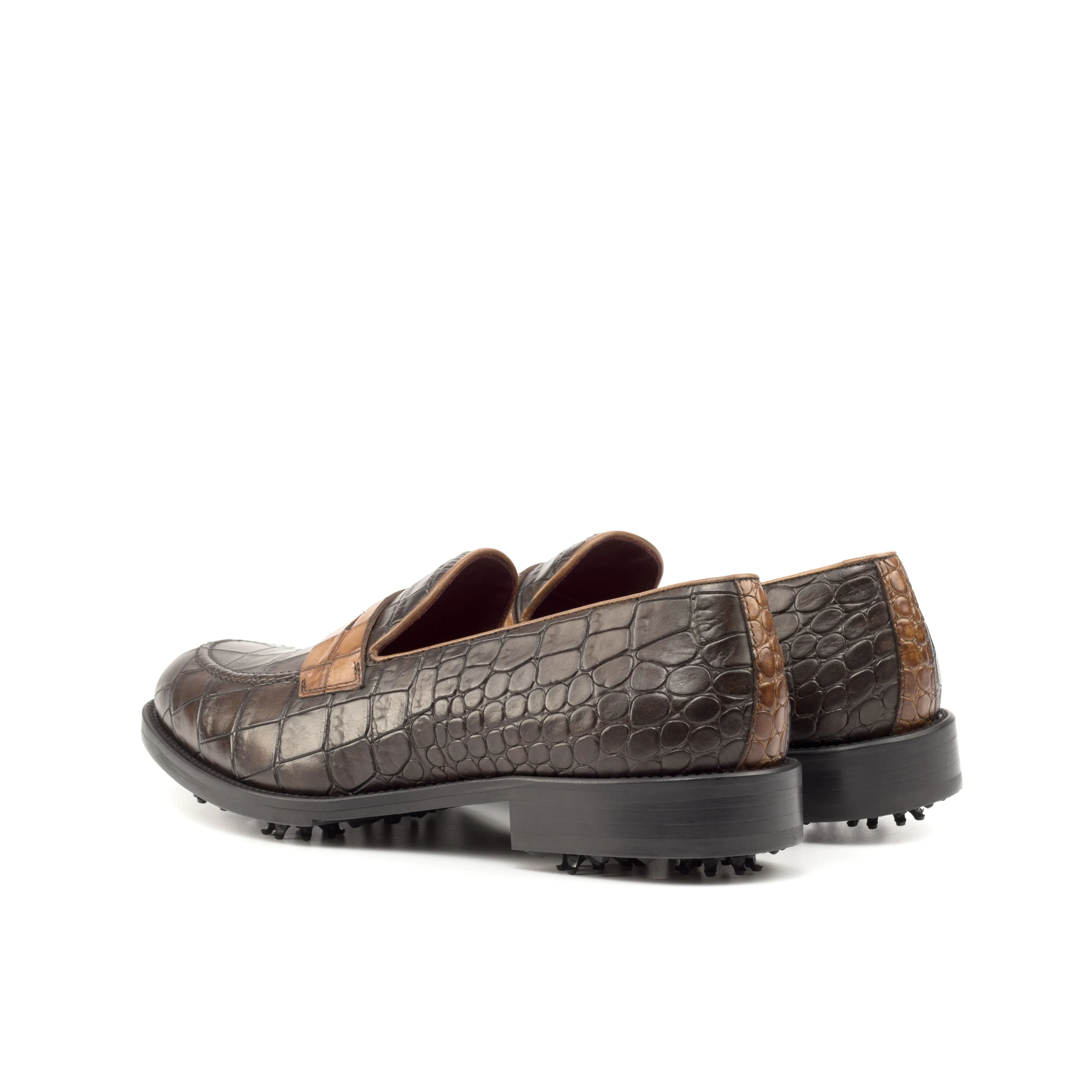 Dapperfam Shoes DapperFam Luciano Golf in Dark Brown / Med Brown Men's Italian Leather Loafer