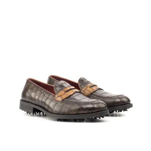 Dapperfam Shoes DapperFam Luciano Golf in Dark Brown / Med Brown Men's Italian Leather Loafer