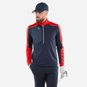 Dave INSULA Warm Half Zip Mid Layer Navy/Red Galvin Green men's golf outerwear