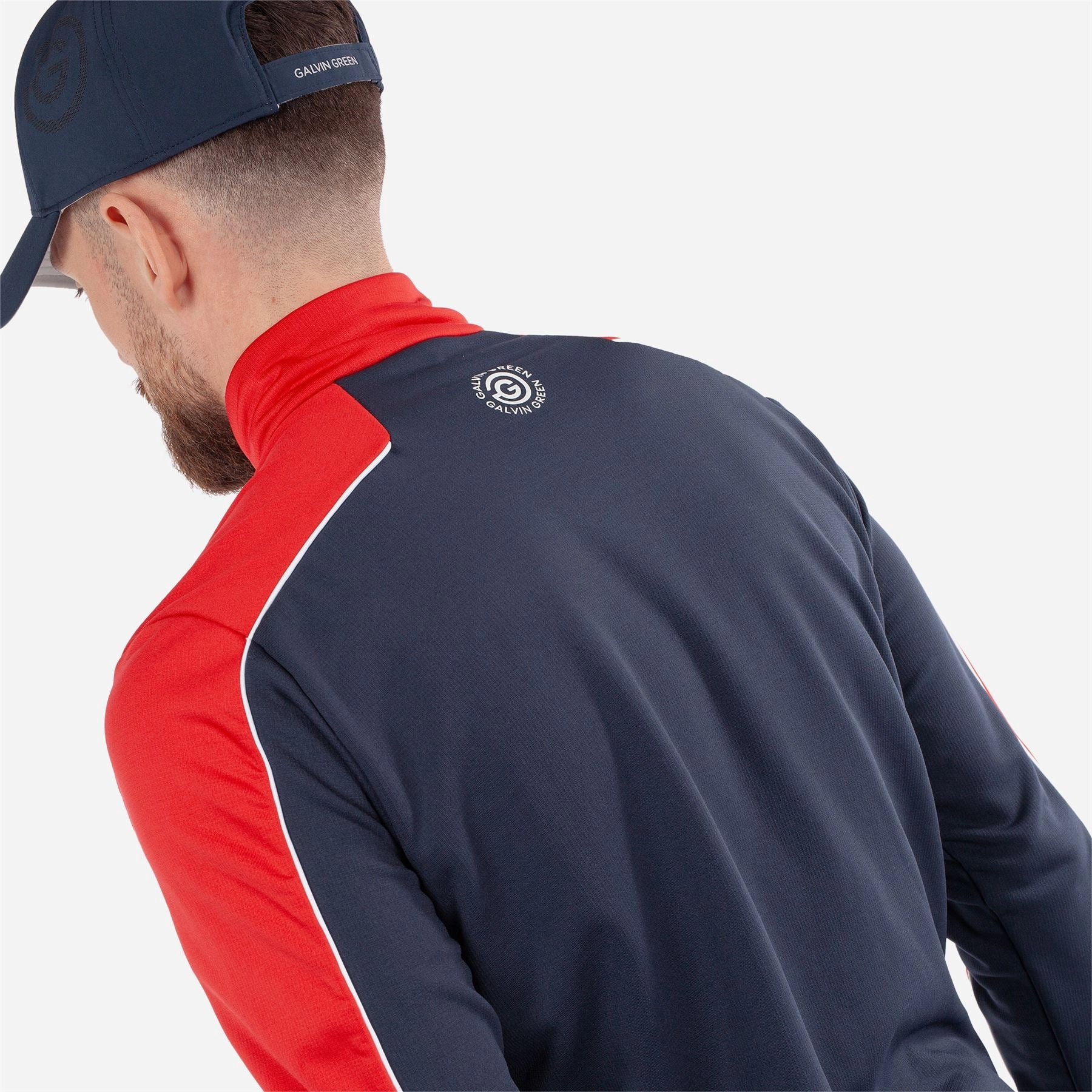 Dave INSULA Warm Half Zip Mid Layer Navy/Red Galvin Green Men's Apparel