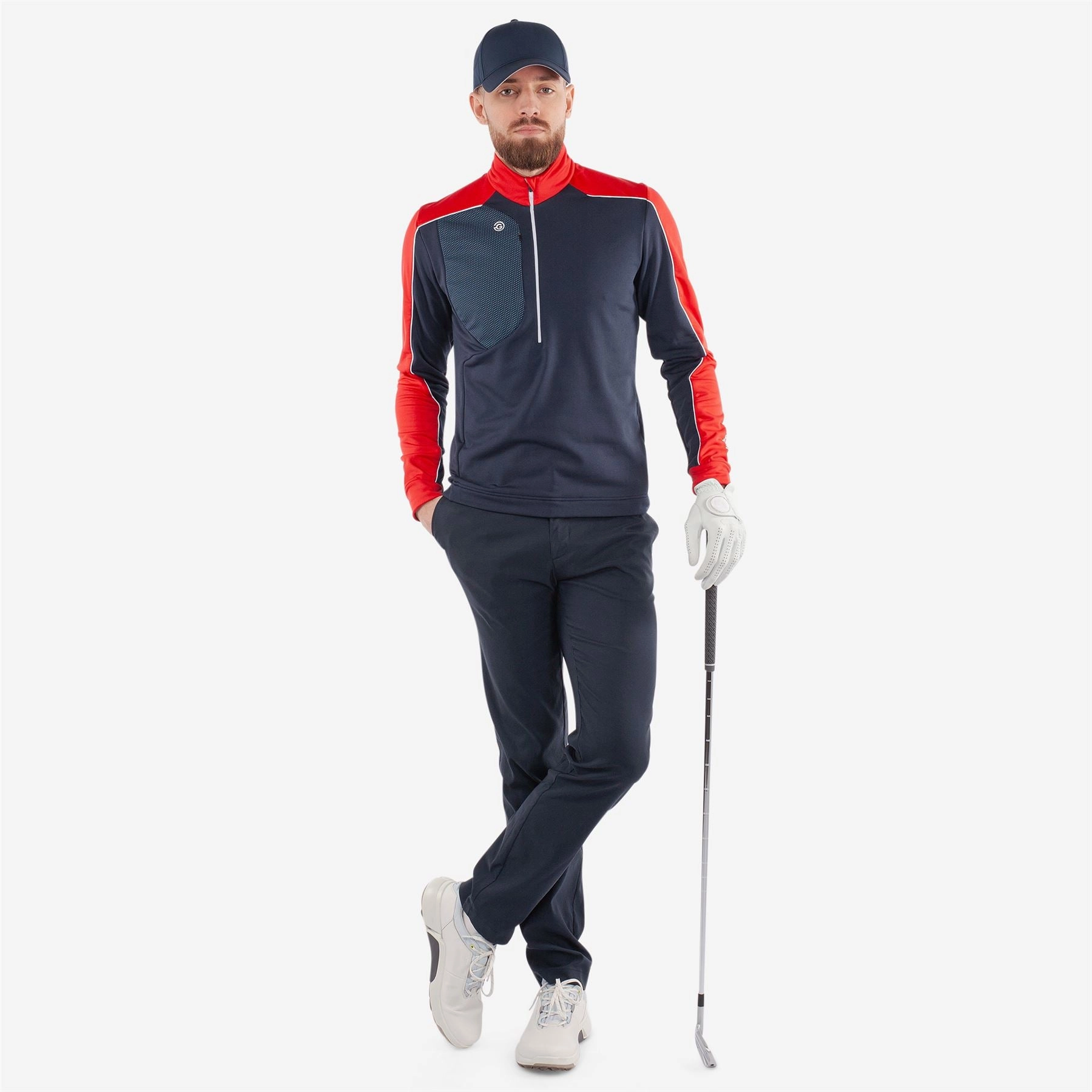 Dave INSULA Warm Half Zip Mid Layer Navy/Red Galvin Green Men's Apparel