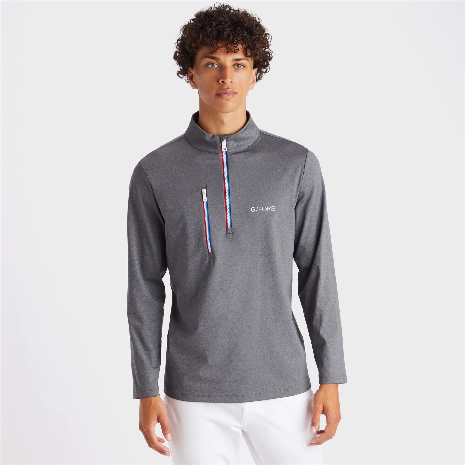 Daytona Melange Tech Interlock Embroidered Mid Layer Charcoal G/Fore Men's Fashion