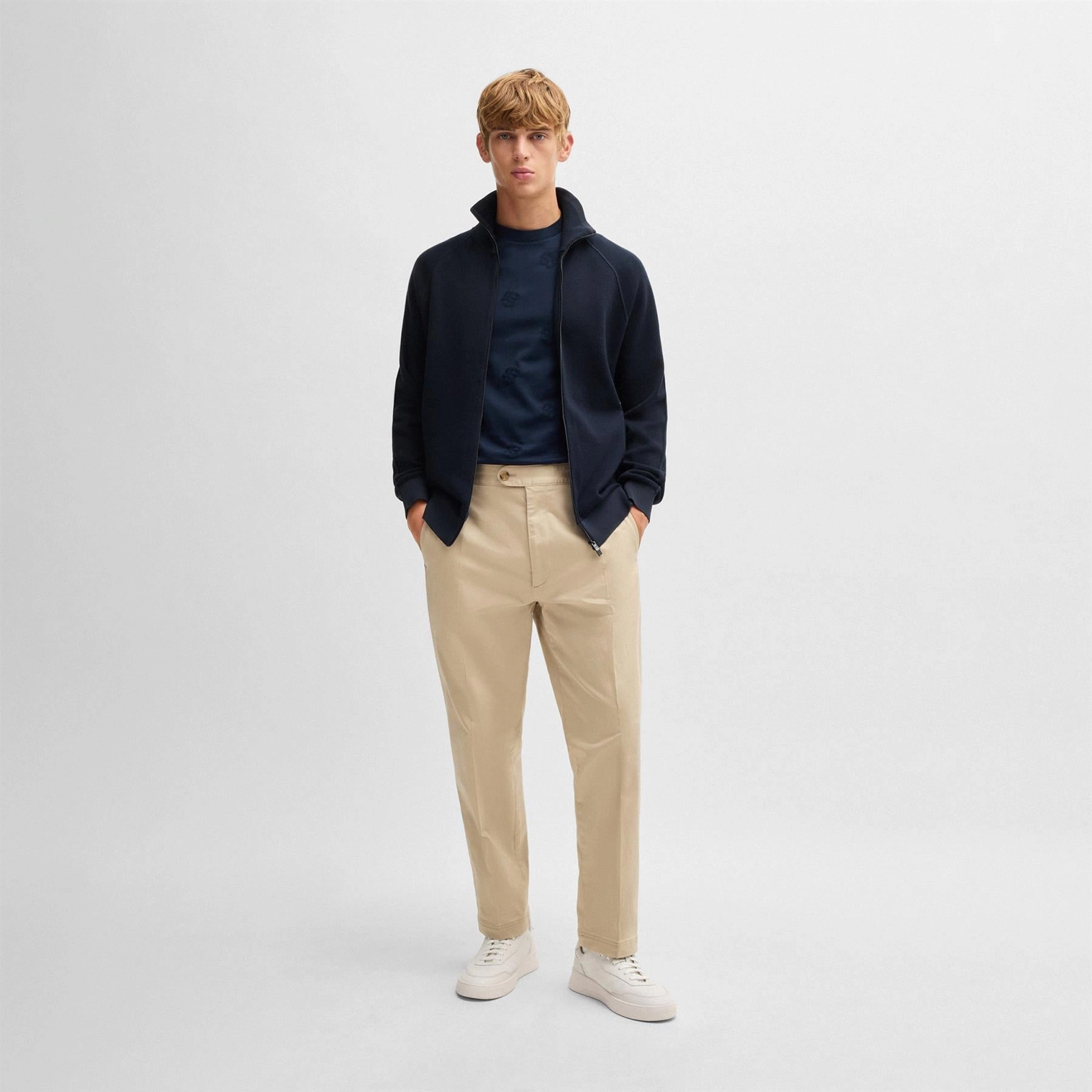 Domico Full Zip Cardigan Dark Blue Boss Men's Fashion