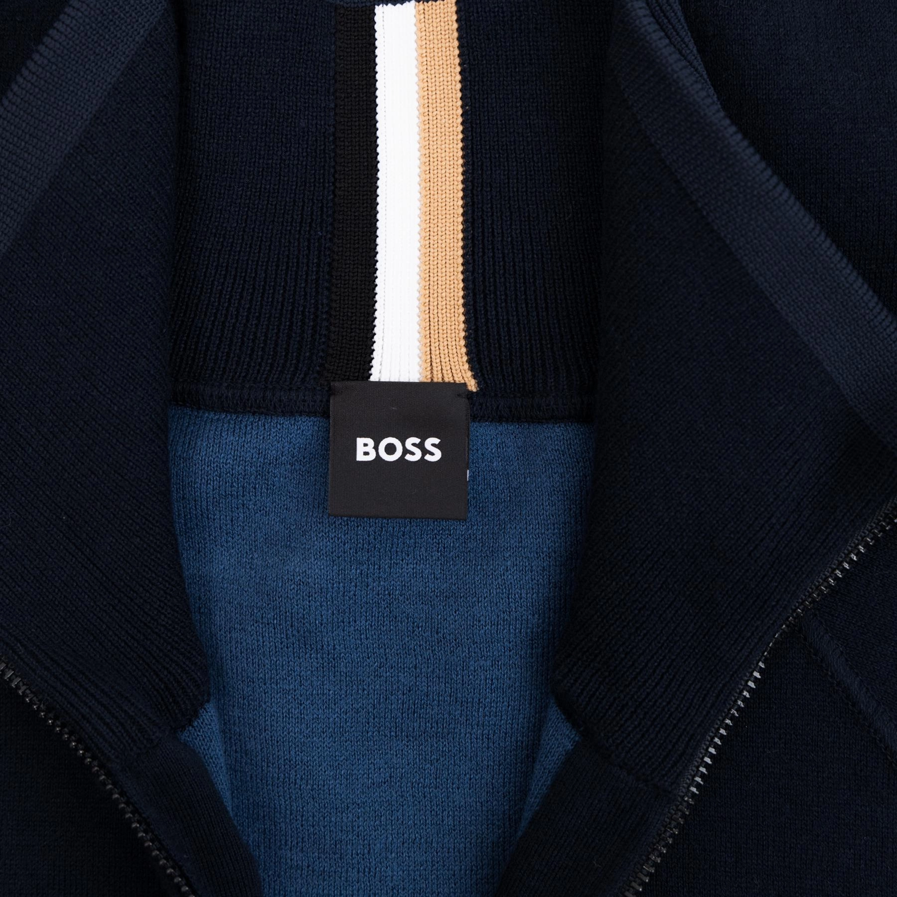 Domico Full Zip Cardigan Dark Blue Boss Men's Fashion