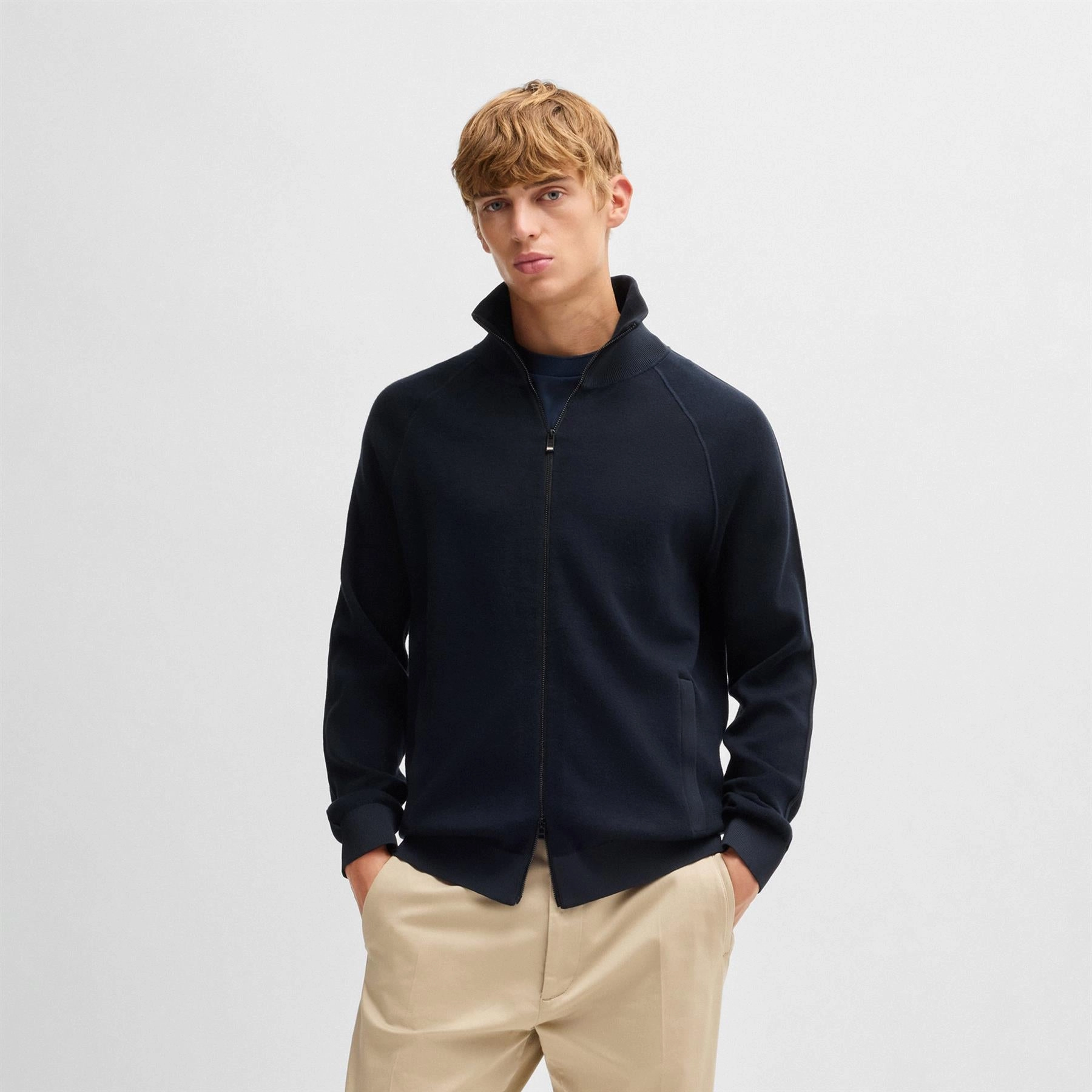 Domico Full Zip Cardigan Dark Blue Boss Men's Fashion