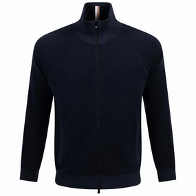 Domico Full Zip Cardigan Dark Blue Boss men's fashion and office attire