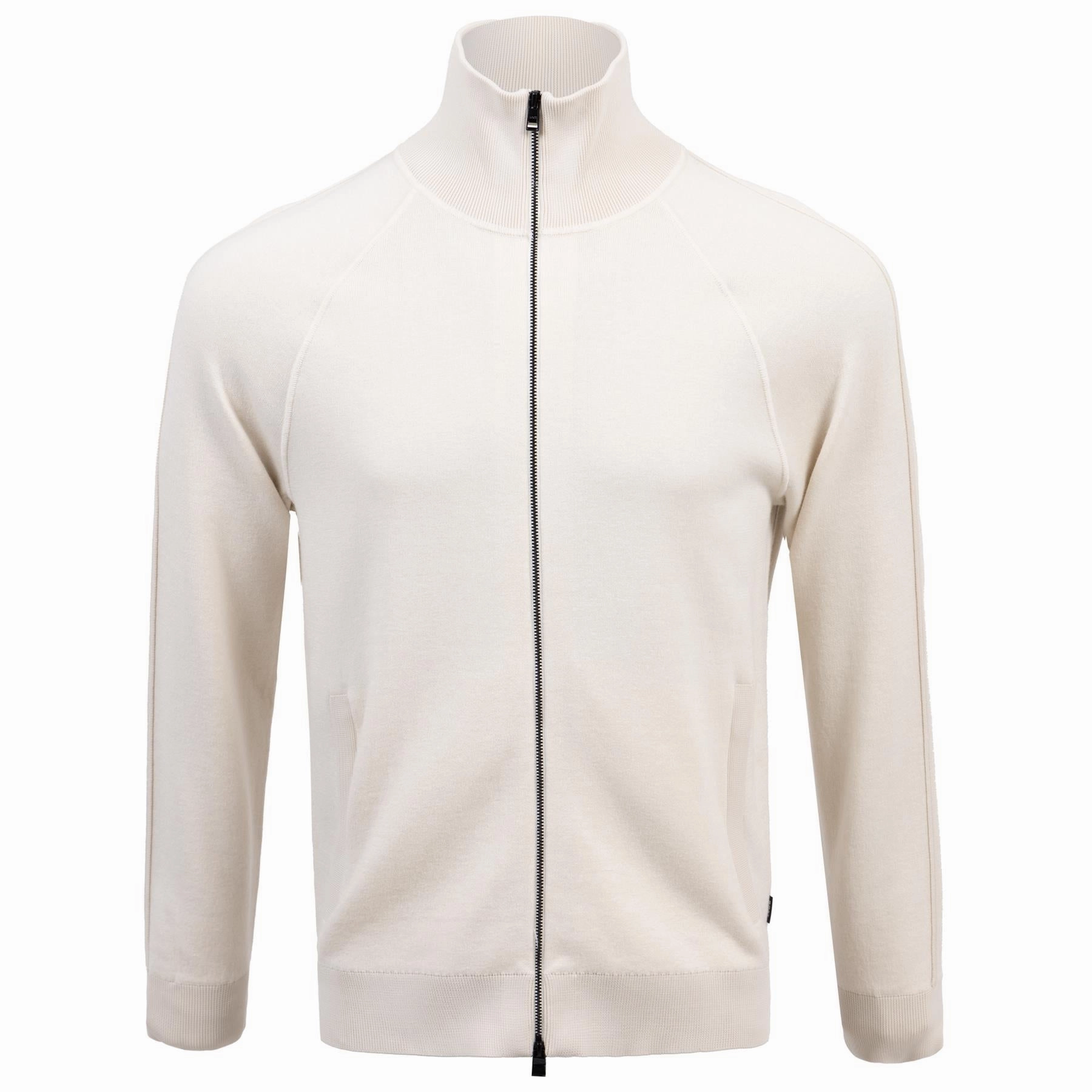 Domico Full Zip Cardigan Open White Boss men's fashion and office attire