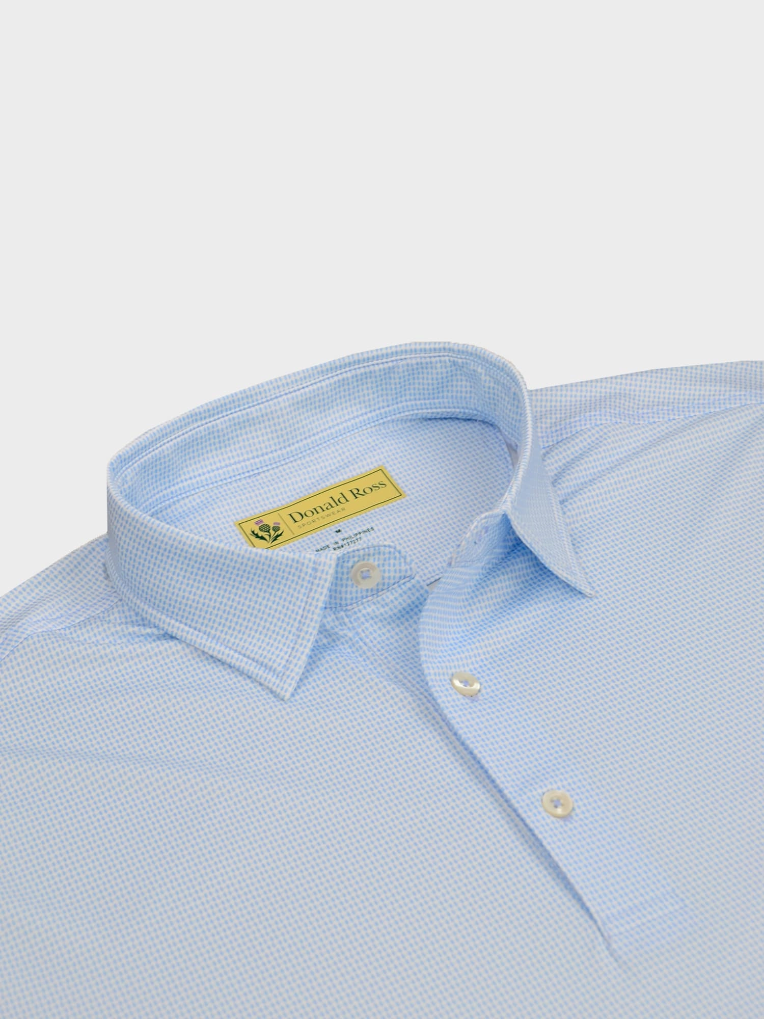 Donald Ross Classic Fit Mens Bowtie Print Polo - ICE LAKE/WHITE Donald Ross Men's Clothing