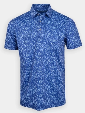 Donald Ross Classic Fit Mens Flowers in the Wind Polo - NAVY/SEASIDE Donald Ross men's golf apparel