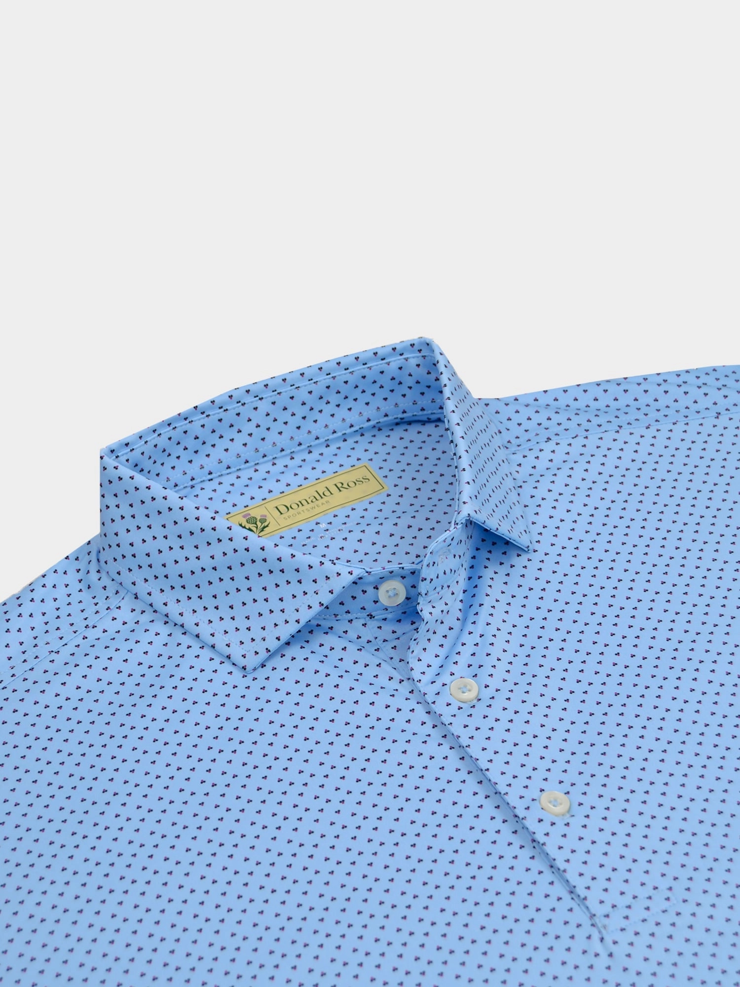 Donald Ross Classic Fit Mens Short Sleeve Tri-Dot Print Polo - ICE  LAKE/BLACK/SANGRIA Donald Ross Men's Clothing
