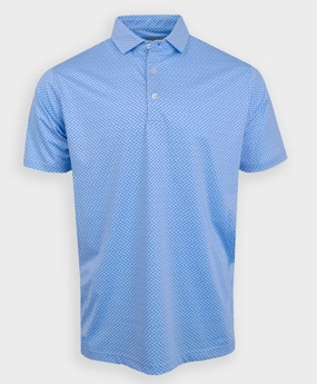 Donald Ross Classic Fit Mens Short Sleeve Tri-Dot Print Polo - ICE  LAKE/BLACK/SANGRIA Donald Ross men's golf apparel