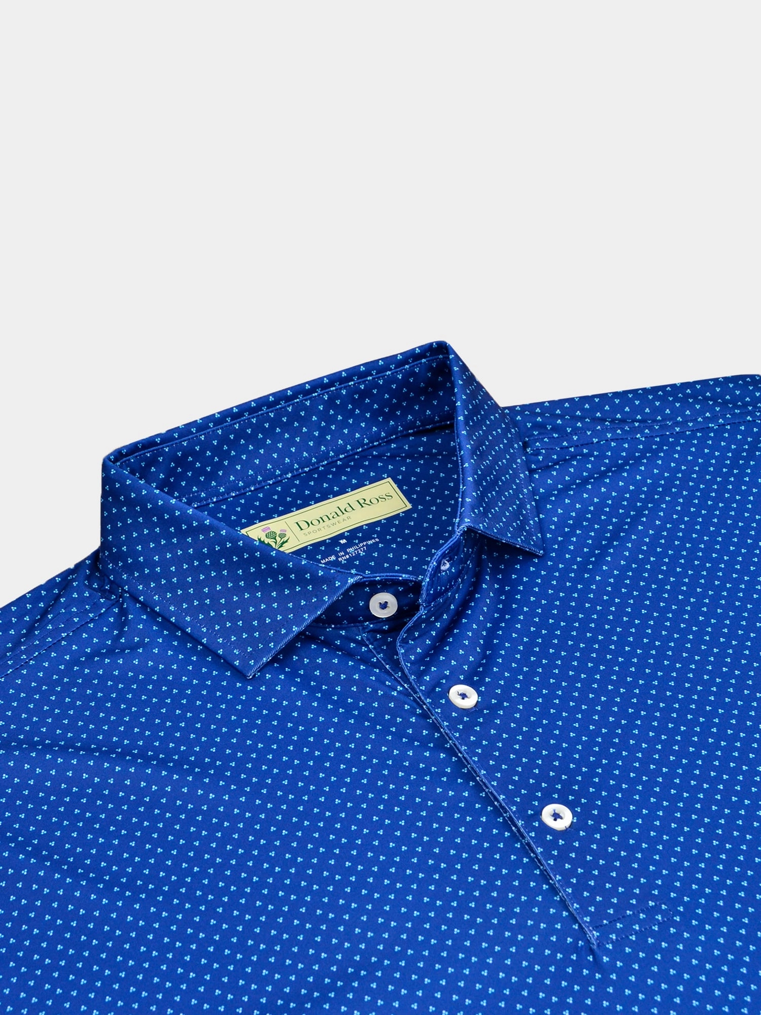 Donald Ross Classic Fit Mens Short Sleeve Tri-Dot Print Polo - NAVY/SEASIDE/WHITE Donald Ross Men's Clothing