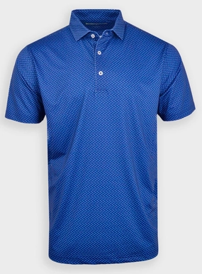 Donald Ross Classic Fit Mens Short Sleeve Tri-Dot Print Polo - NAVY/SEASIDE/WHITE Donald Ross men's golf apparel