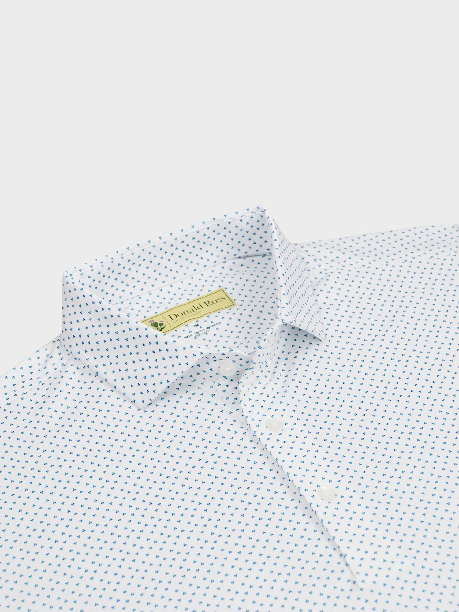 Donald Ross Classic Fit Mens Short Sleeve Tri-Dot Print Polo - WHITE/NAVY/EMERALD Donald Ross Men's Clothing