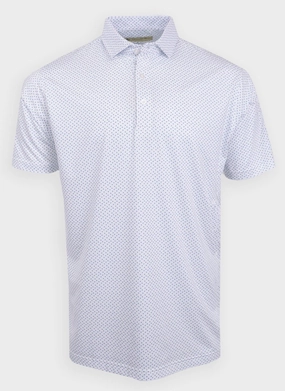 Donald Ross Classic Fit Mens Short Sleeve Tri-Dot Print Polo - WHITE/NAVY/EMERALD Donald Ross men's golf apparel