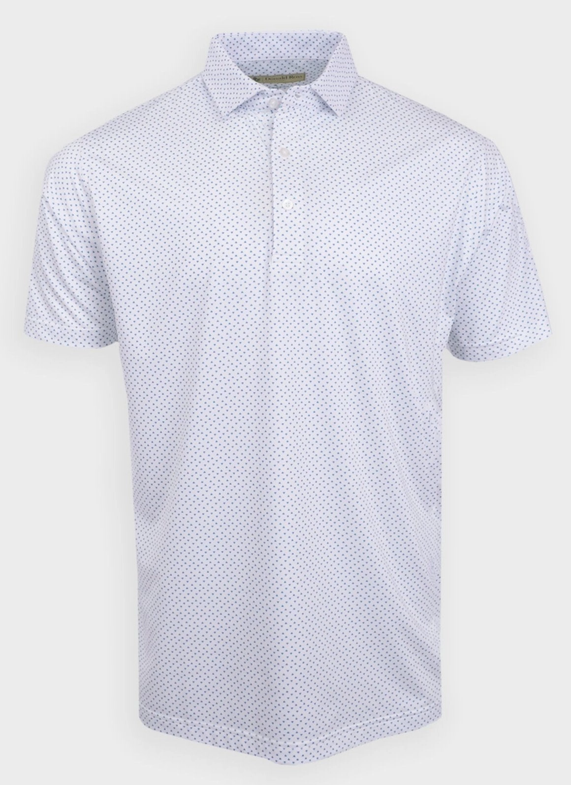 Donald Ross Classic Fit Mens Short Sleeve Tri-Dot Print Polo - WHITE/NAVY/EMERALD Donald Ross men's golf apparel