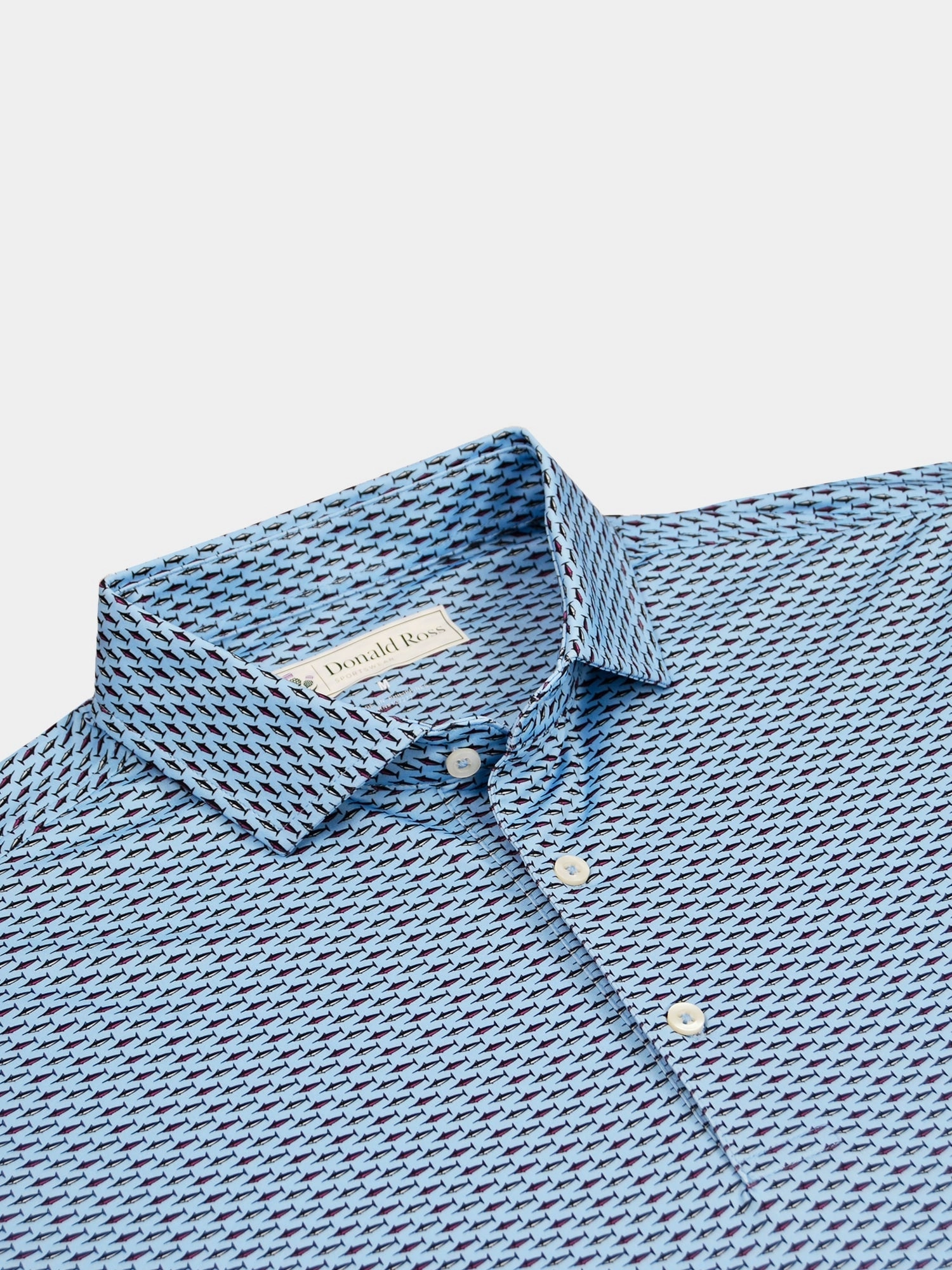 Donald Ross Classic Fit Mens Swordfish Print Polo - ICE LAKE MULTI Donald Ross Men's Clothing