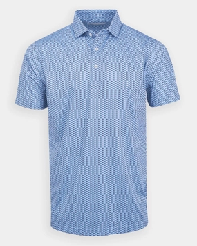 Donald Ross Classic Fit Mens Swordfish Print Polo - ICE LAKE MULTI Donald Ross men's golf apparel