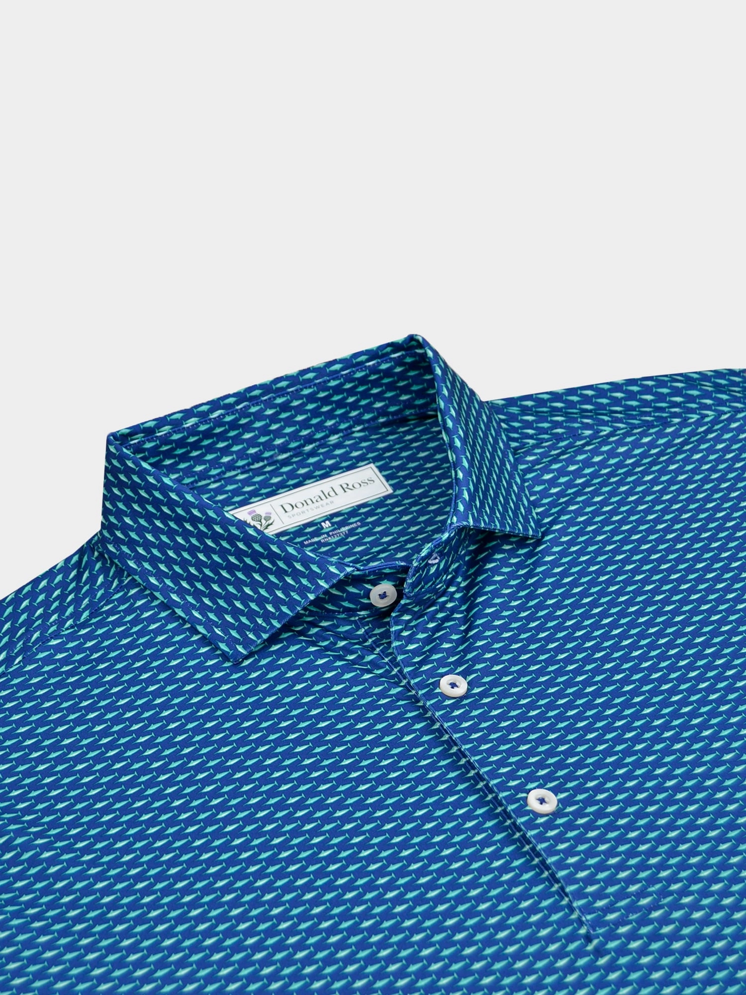Donald Ross Classic Fit Mens Swordfish Print Polo - NAVY MULTI Donald Ross Men's Clothing