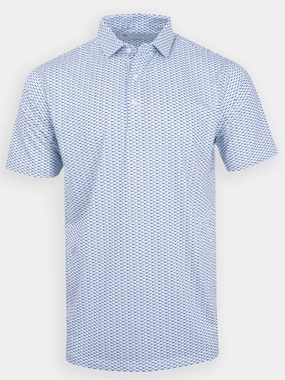 Donald Ross Classic Fit Mens Swordfish Print Polo - WHITE/ADRIATIC MULTI Donald Ross men's golf apparel