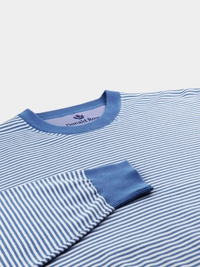 Donald Ross Mens 2-Color Feeder Stripe Cotton Crewneck Pullover - DOLPHIN Donald Ross men's golf apparel