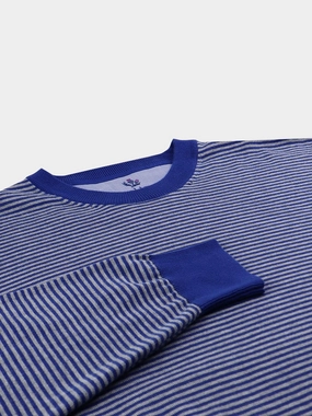 Donald Ross Mens 2-Color Feeder Stripe Cotton Crewneck Pullover - NAVY Donald Ross men's golf apparel