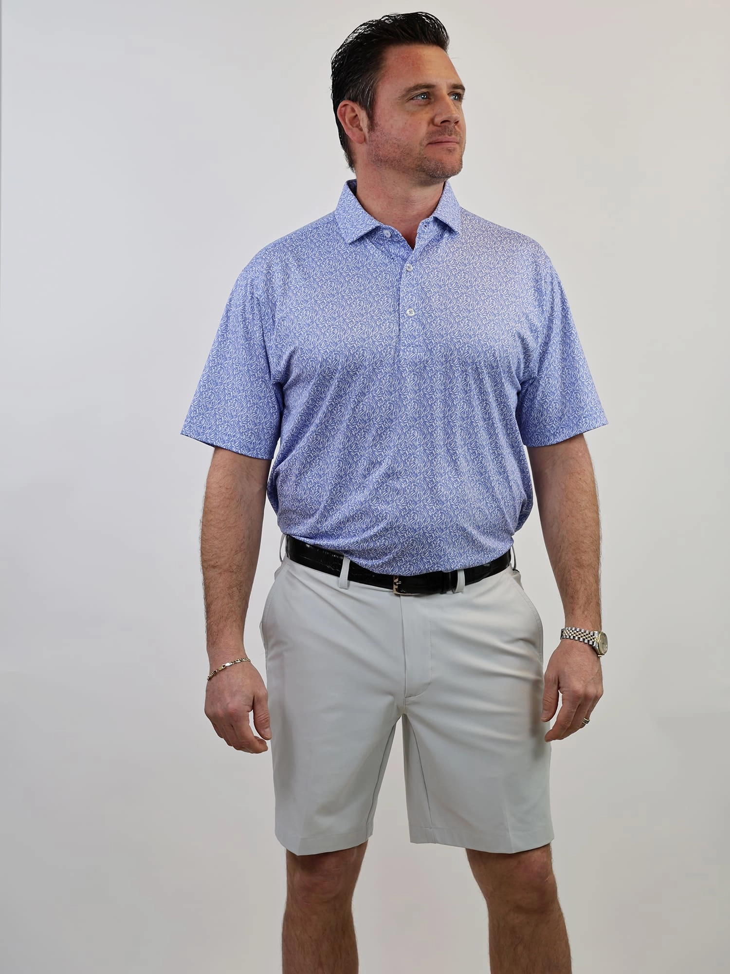 Donald Ross Mens Classic Fit ATLANTA Polo - JUNIPER / WHITE Donald Ross Men's Clothing
