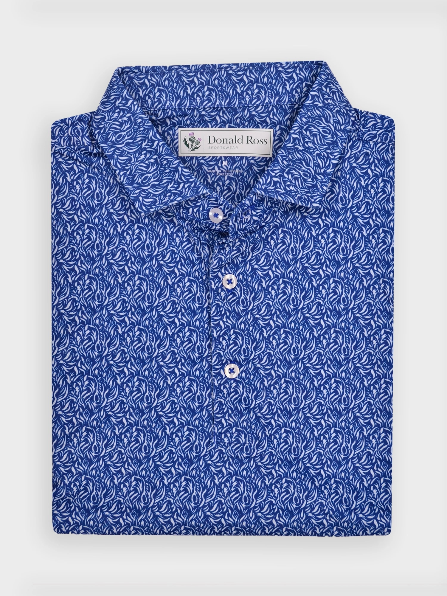 Donald Ross Mens Classic Fit ATLANTA Polo - NAVY / WHITE Donald Ross men's golf apparel