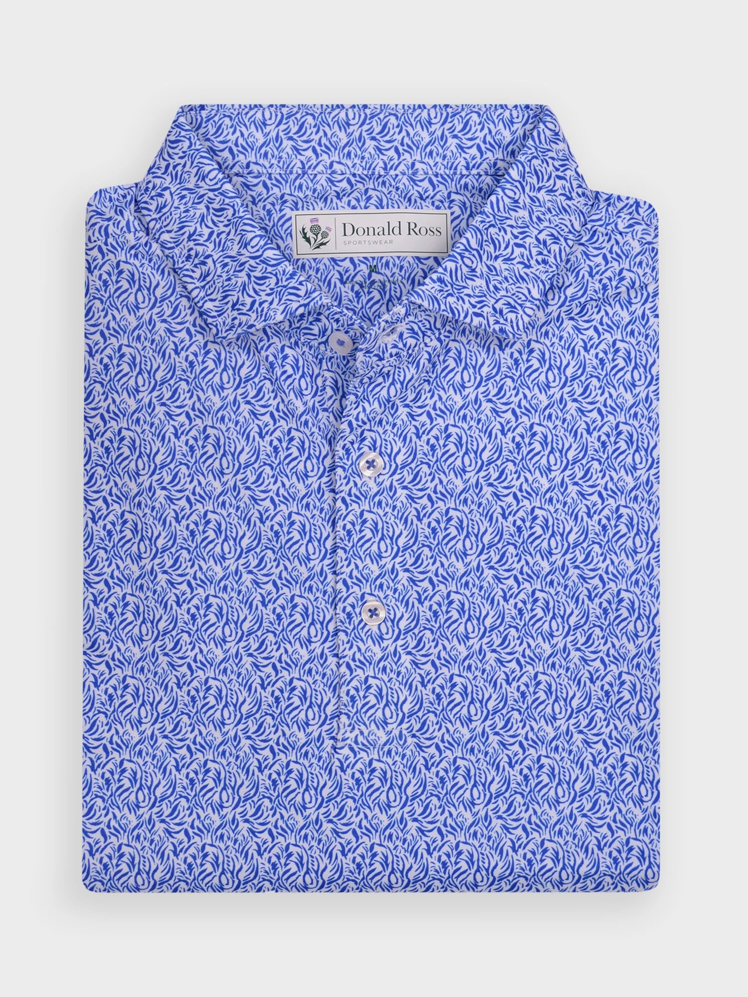 Donald Ross Mens Classic Fit ATLANTA Polo - WHITE / COBALT Donald Ross men's golf apparel
