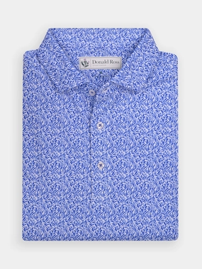 Donald Ross Mens Classic Fit ATLANTA Polo - WHITE / COBALT Donald Ross men's golf apparel