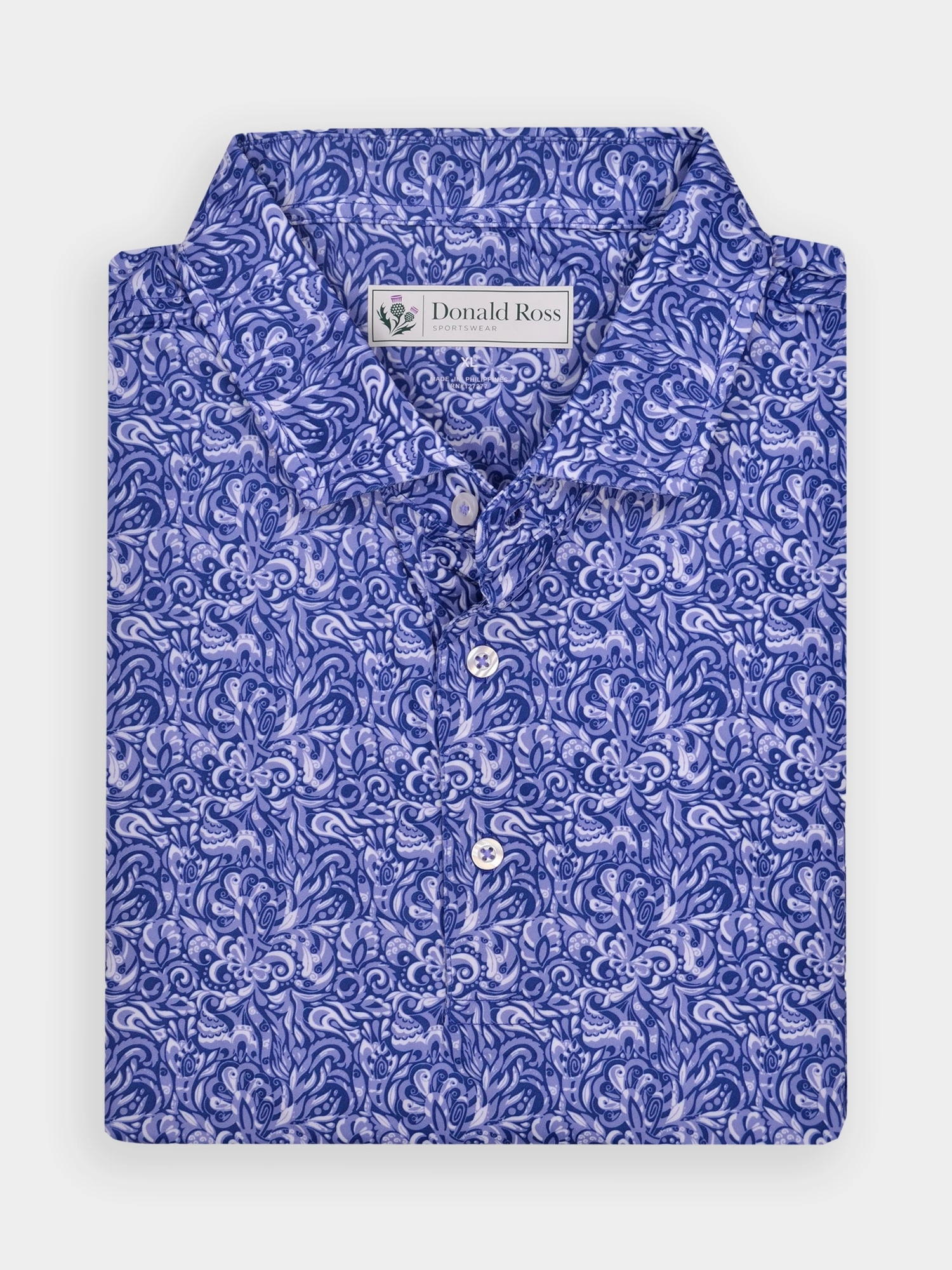 Donald Ross Mens Classic Fit BOCA Polo - NAVY / WHITE Donald Ross men's golf apparel