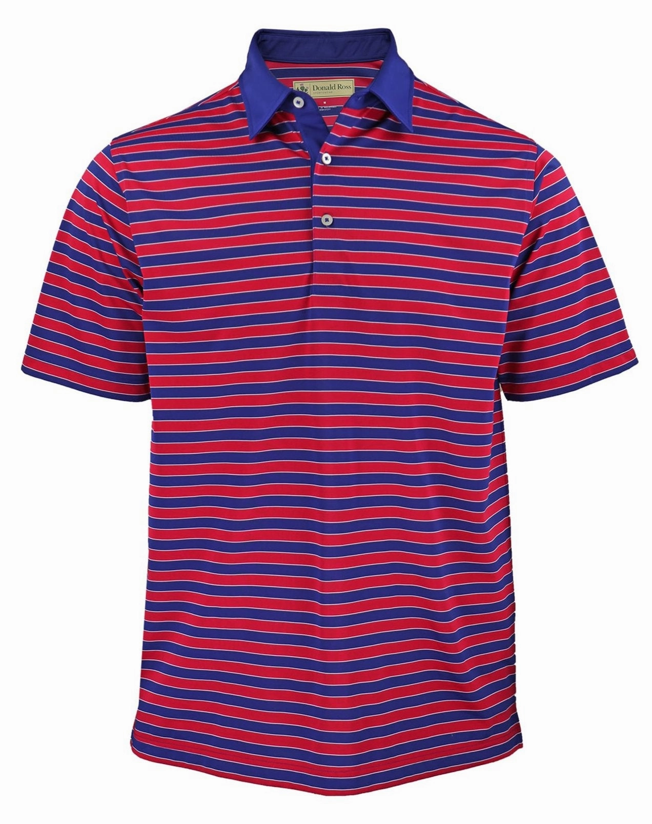 Donald Ross Mens Classic Fit  Bold Regimental Stripe Jersey Polo - NAVY Donald Ross men's golf apparel