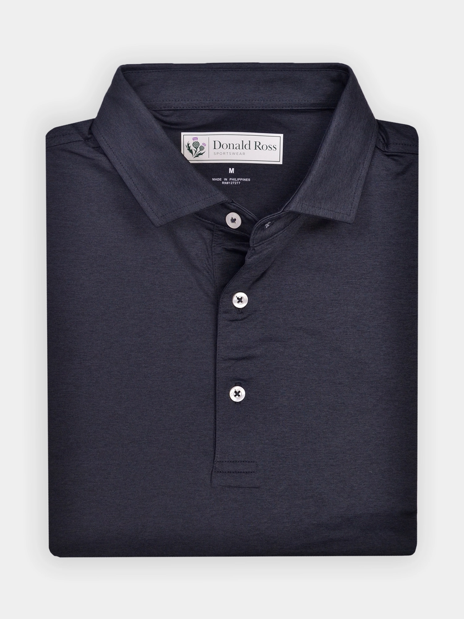 Donald Ross Mens Classic Fit BOSTON Polo - BLACK Donald Ross men's golf apparel