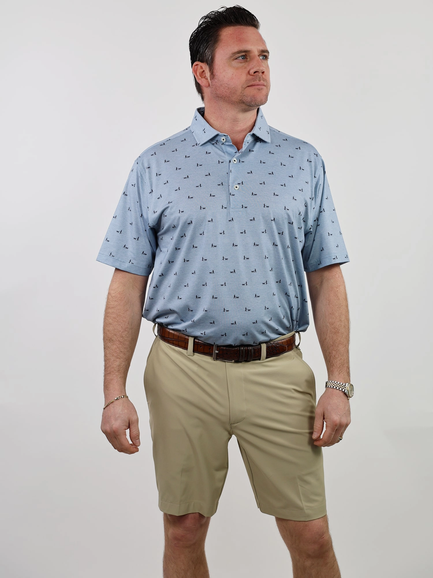 Donald Ross Mens Classic Fit CHICAGO Polo - SLATE / BLACK Donald Ross Men's Clothing