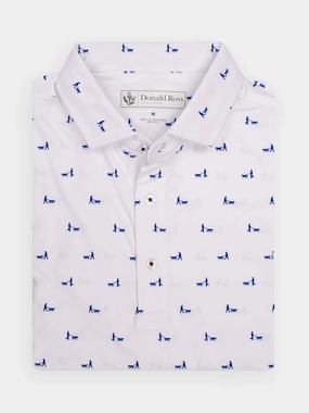 Donald Ross Mens Classic Fit CHICAGO Polo - WHITE / NAVY Donald Ross men's golf apparel