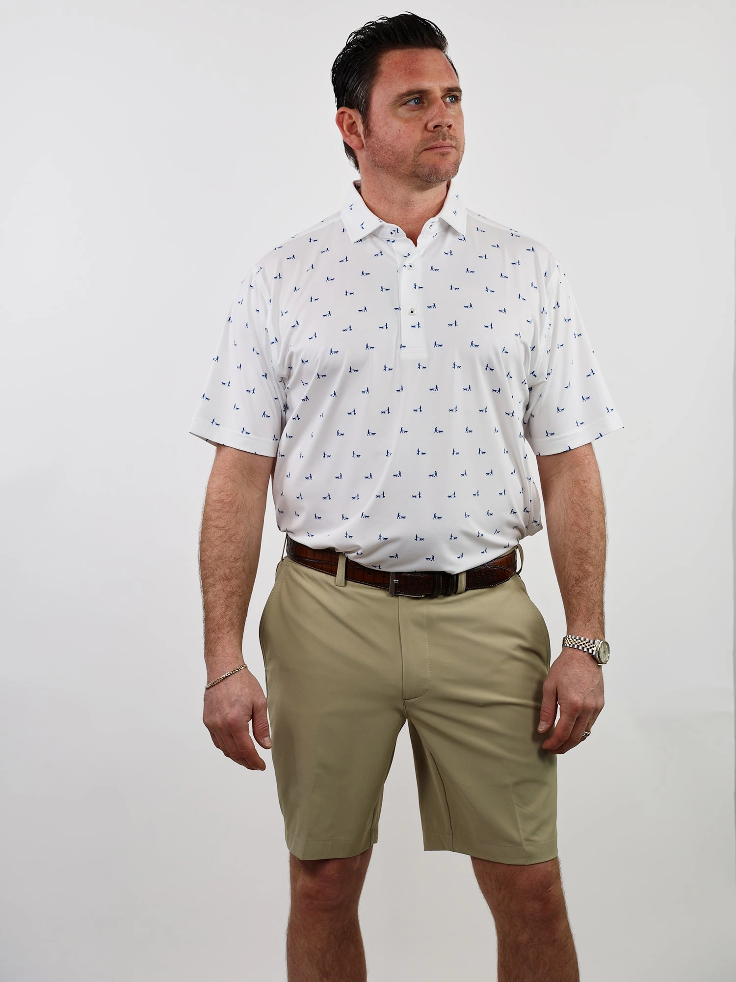 Donald Ross Mens Classic Fit CHICAGO Polo - WHITE / NAVY Donald Ross Men's Clothing