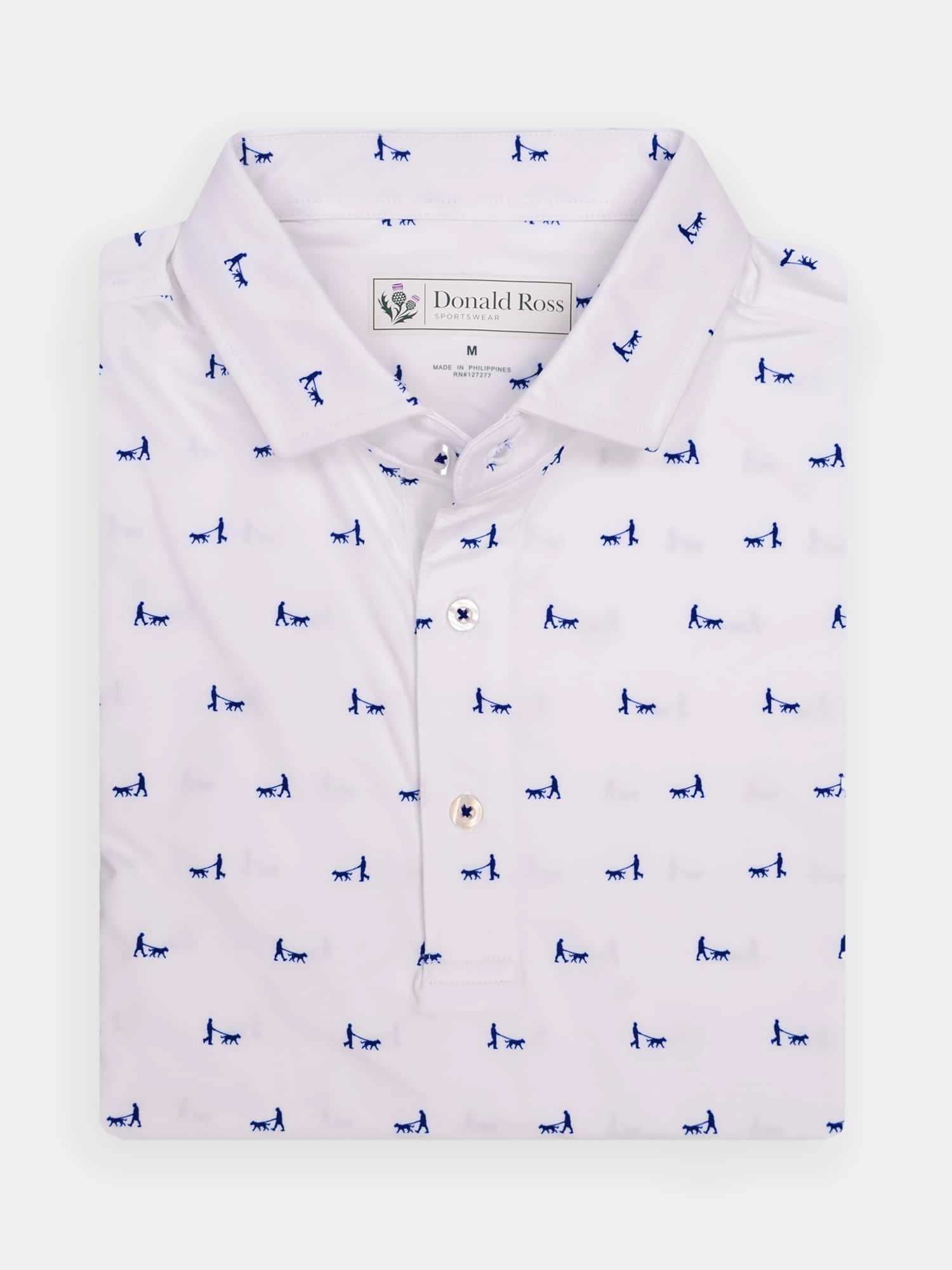 Donald Ross Mens Classic Fit CHICAGO Polo - WHITE / NAVY Donald Ross men's golf apparel