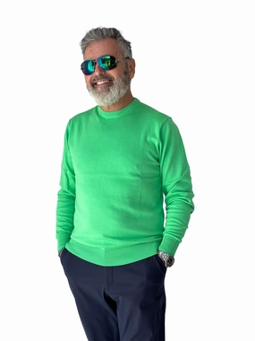Donald Ross Mens Classic Fit Cotton Solid Crewneck Pullover - IRISH GREEN Donald Ross men's golf apparel