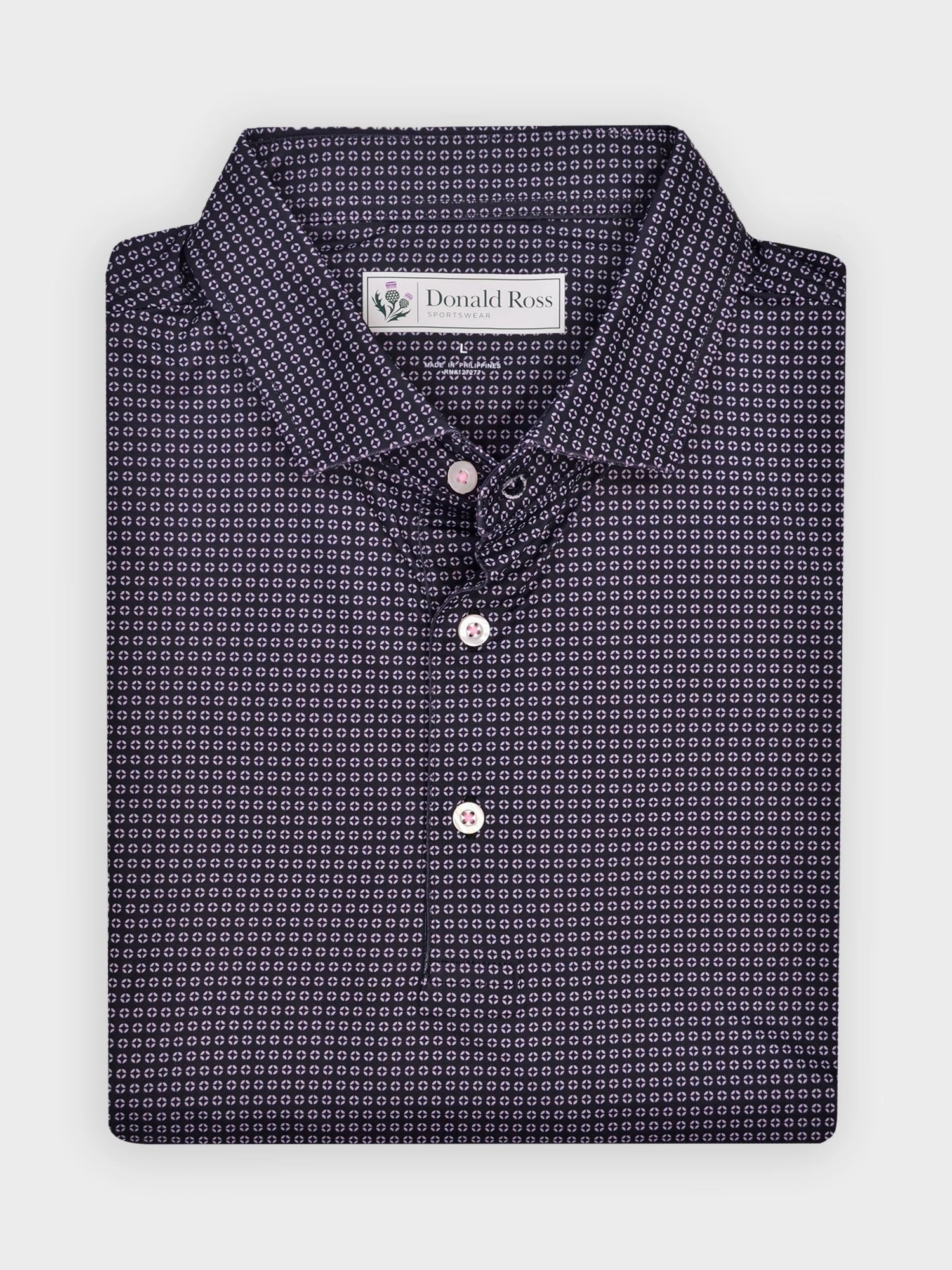Donald Ross Mens Classic Fit DARTMOUTH Polo - BLACK /PINK Donald Ross men's golf apparel
