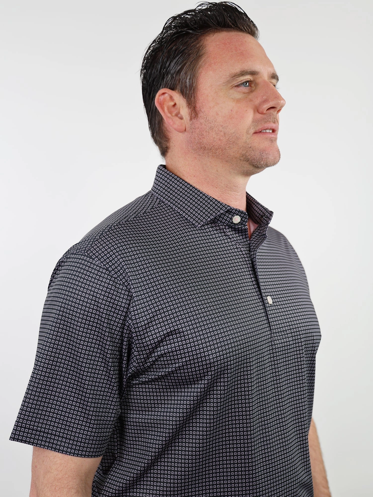 Donald Ross Mens Classic Fit DARTMOUTH Polo - BLACK /PINK Donald Ross Men's Clothing