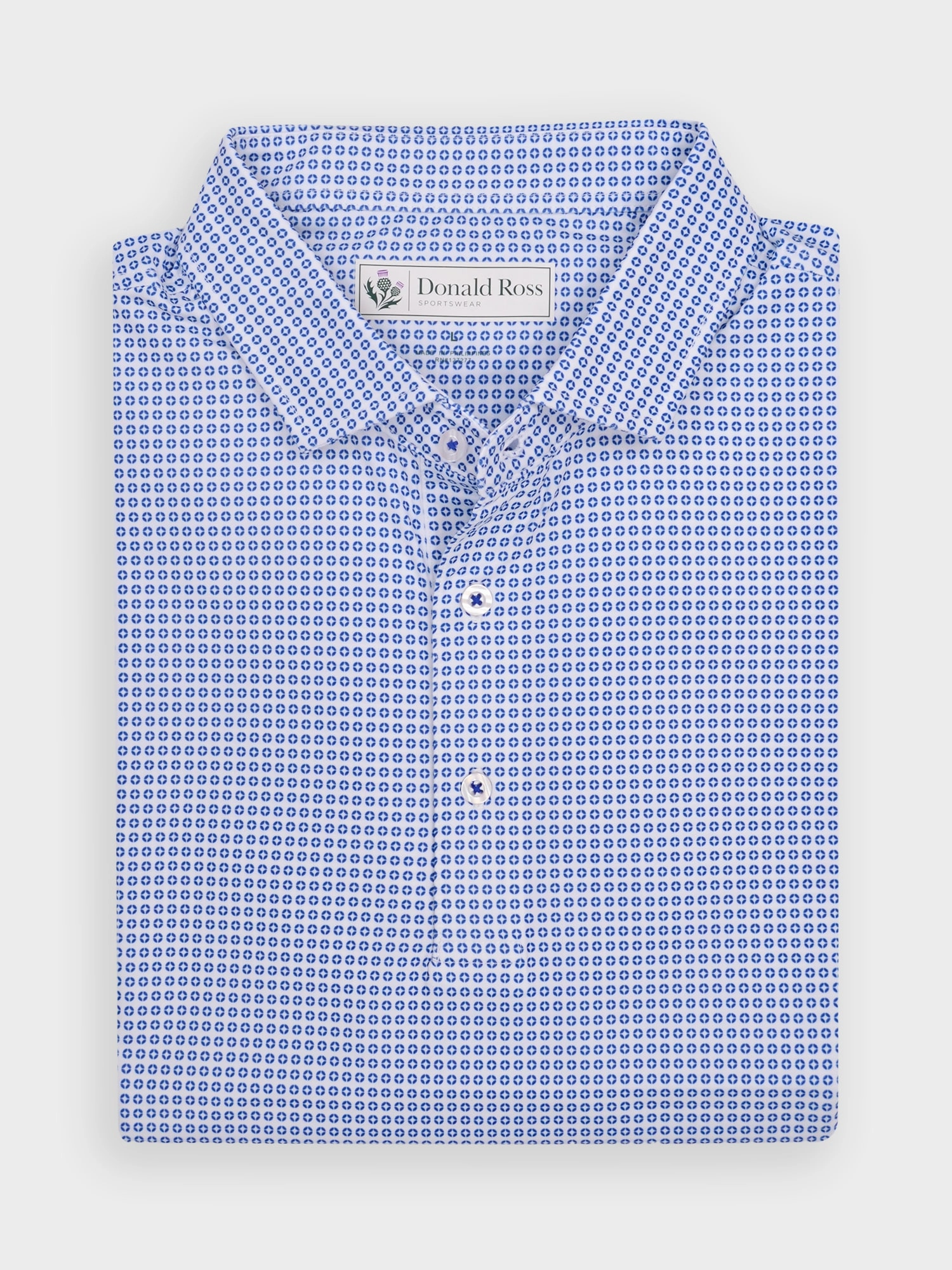 Donald Ross Mens Classic Fit DARTMOUTH Polo - WHITE / NAVY Donald Ross men's golf apparel
