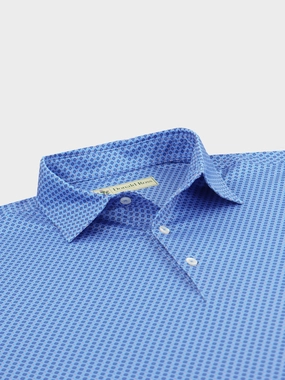 Donald Ross Mens Classic Fit Flowers Print Jersey Polo -  BLUE JAY/ CITRUS/ NAVY Donald Ross men's golf apparel