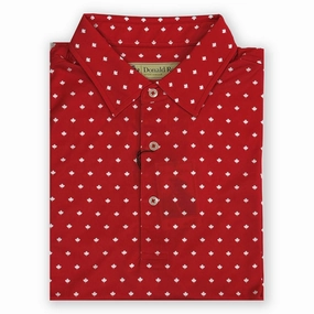 Donald Ross Mens Classic Fit Maple Leaf Print Polo Shirt- MOROCCO / WHITE Donald Ross men's golf apparel
